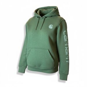 Carhartt Iconic Clarksburg Logo Green Sweatshirt with Blue Logo NWOT